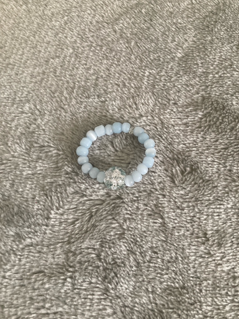 Ice blue beaded ring